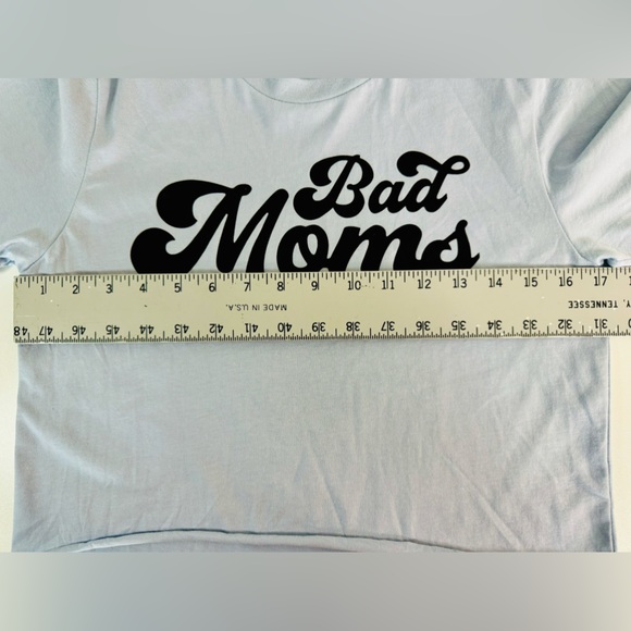 B+C Bad Moms Club Graphic Tee Cropped Blue & Black SZ SMALL NEW! - Picture 4 of 10